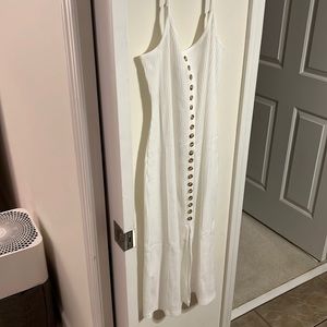 Vici white button down ribbed midi dress